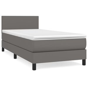 vidaXL Κρεβάτι Boxspring με Στρώμα Γκρι 80 x 200 εκ. Συνθετικό Δέρμα