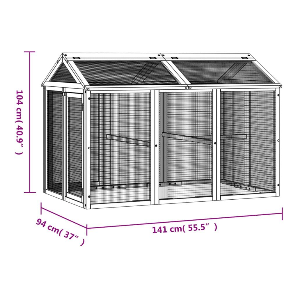 vidaXL Κουτί Περίφραξης Μόκα 141 x 94 x 104 εκ. από Μασίφ Ξύλο Πεύκου