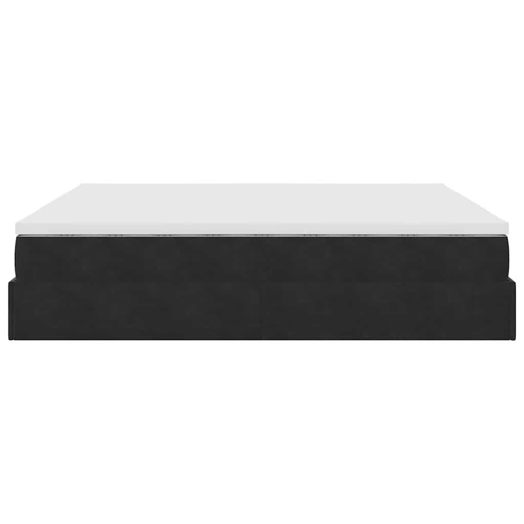 vidaXL Οθωμανικό κρεβάτι με στρώματα Μαύρο 200x200cm Velvet
