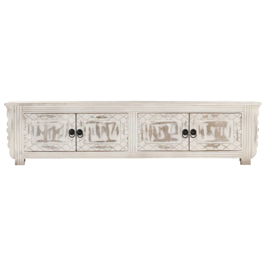 vidaXL Έπιπλο Τηλεόρασης Λευκό 140 x 30 x 35 εκ. από Μασίφ Ξύλο Μάνγκο
