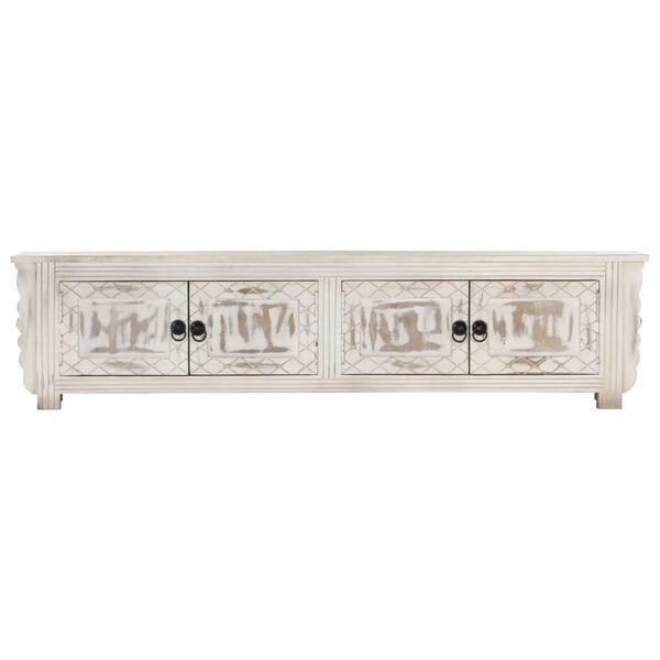 vidaXL Έπιπλο Τηλεόρασης Λευκό 140 x 30 x 35 εκ. από Μασίφ Ξύλο Μάνγκο