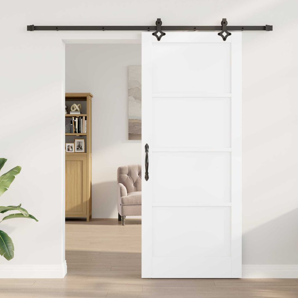 vidaXL Σετ Συρόμενης Πόρτας ORKDAL Λευκό και μαύρο 86 x 211 cm