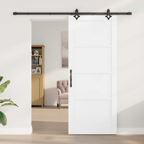 vidaXL Σετ Συρόμενης Πόρτας ORKDAL Λευκό και μαύρο 86 x 211 cm
