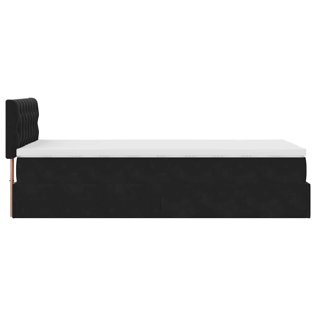 vidaXL Οθωμανικό κρεβάτι με στρώμα Μαύρο 90x190cm Velvet