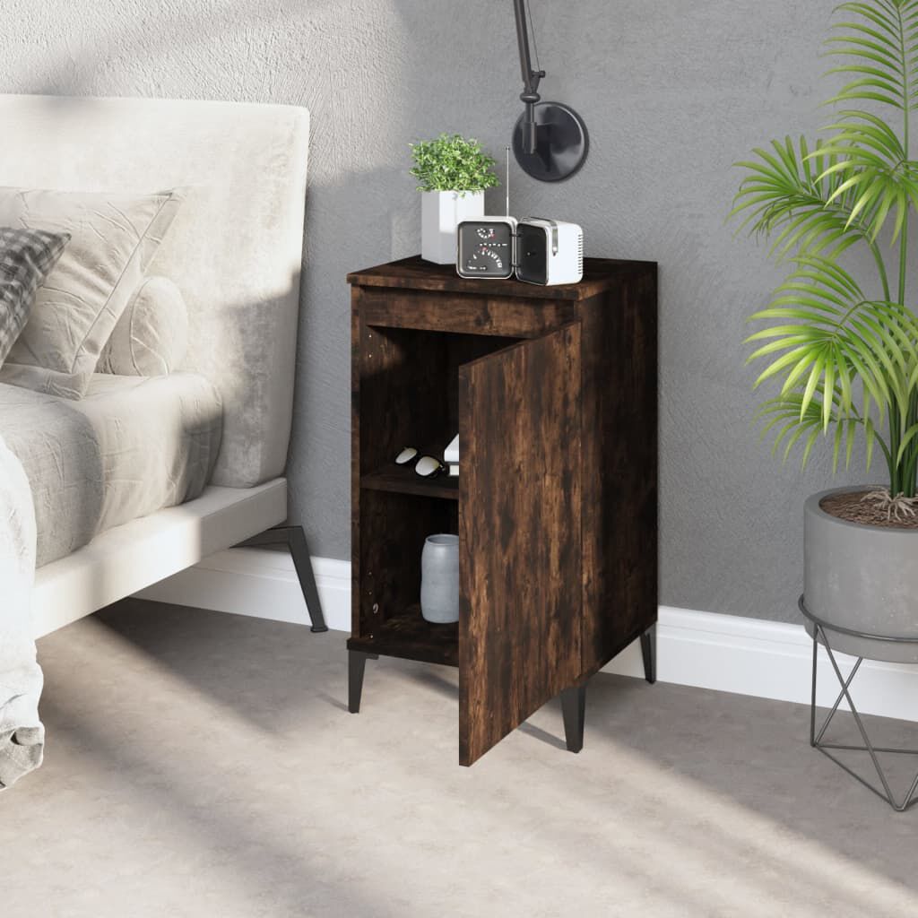 vidaXL Κομοδίνα 2 Τεμ. Καπνιστή Δρυς 40x35x70 εκ. Επεξεργασμένο Ξύλο