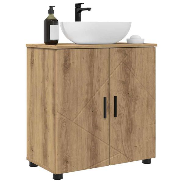 vidaXL Ντουλάπι Μπάνιου με ράφι με πόρτα artisan δρυς 61 x 35 x 64 εκ.