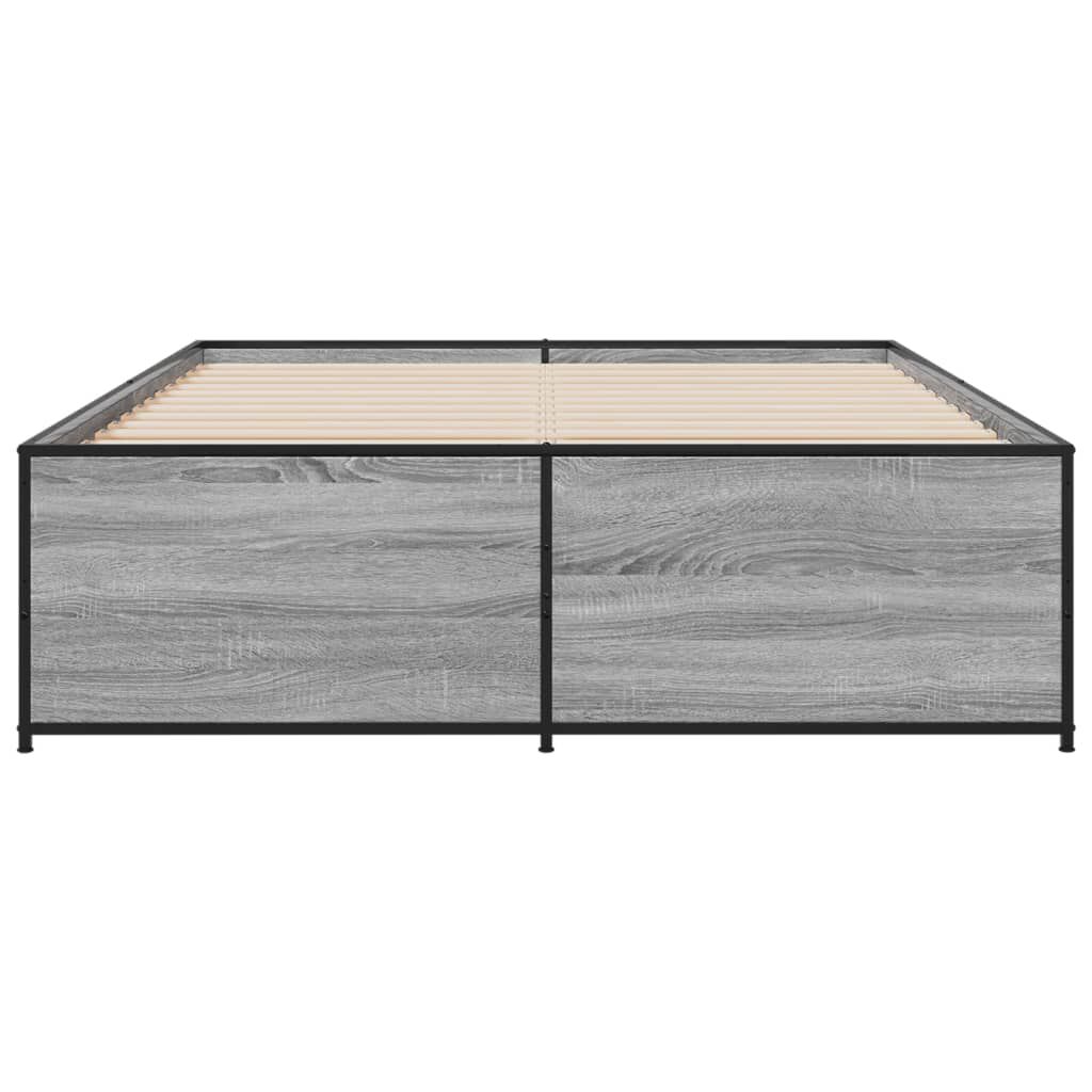 vidaXL Πλαίσιο Κρεβατιού Γκρι Sonoma 120 x 190εκ. Επεξ. Ξύλο & Μέταλλο