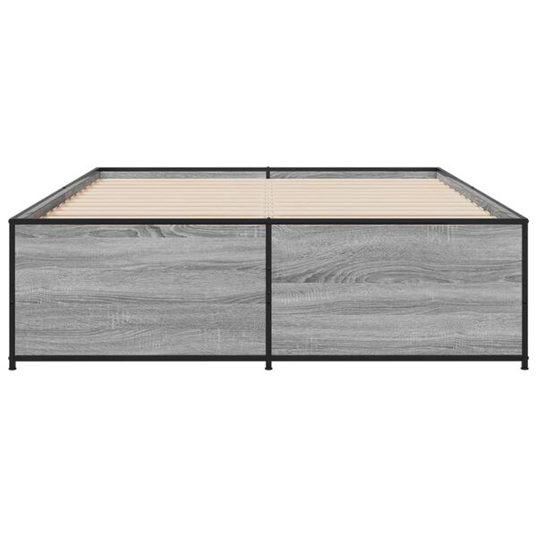 vidaXL Πλαίσιο Κρεβατιού Γκρι Sonoma 120 x 190εκ. Επεξ. Ξύλο & Μέταλλο