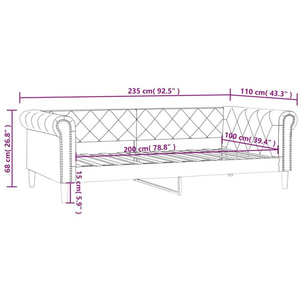vidaXL Καναπές Κρεβάτι Καπουτσίνο 100 x 200 εκ. από Συνθετικό Δέρμα