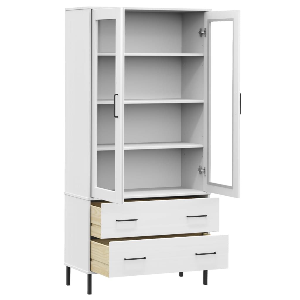 vidaXL Βιβλιοθήκη OSLO Λευκή 85x35x172,5 εκ. Μασίφ Ξύλο με Μετ. Πόδια