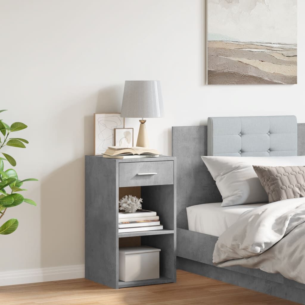 vidaXL Κομοδίνο Γκρι Σκυροδέματος 35x34x65 εκ. από Επεξεργασμένο Ξύλο