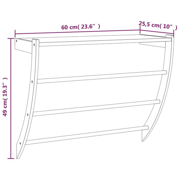 vidaXL Κρεμάστρα για Πετσέτες 60x25,5x49 εκ. από Μασίφ Ξύλο Καρυδιάς