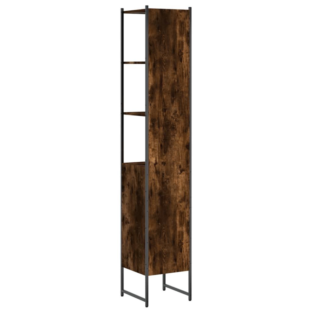 vidaXL Ντουλάπι Μπάνιου Καπνιστή Δρυς 33x33x185,5 εκ. Επεξεργ. Ξύλο