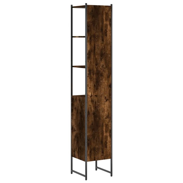 vidaXL Ντουλάπι Μπάνιου Καπνιστή Δρυς 33x33x185,5 εκ. Επεξεργ. Ξύλο