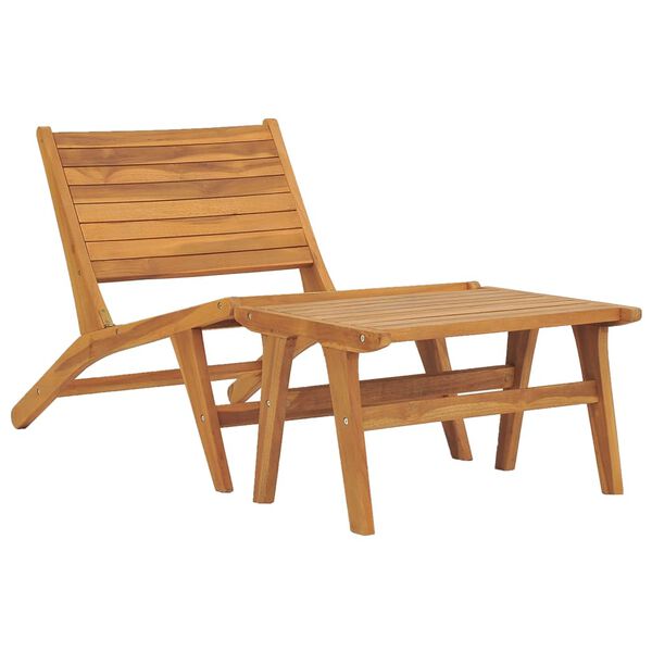 vidaXL Καρέκλα Κήπου με Υποπόδιο από Μασίφ Ξύλο Teak