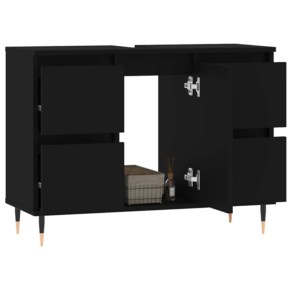 vidaXL Ντουλάπι Μπάνιου Μαύρο 80 x 33 x 60 εκ. από Επεξεργασμένο Ξύλο