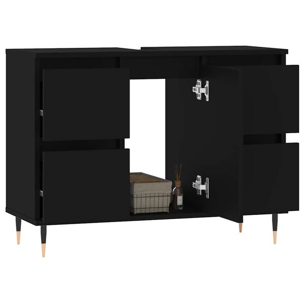 vidaXL Ντουλάπι Μπάνιου Μαύρο 80 x 33 x 60 εκ. από Επεξεργασμένο Ξύλο