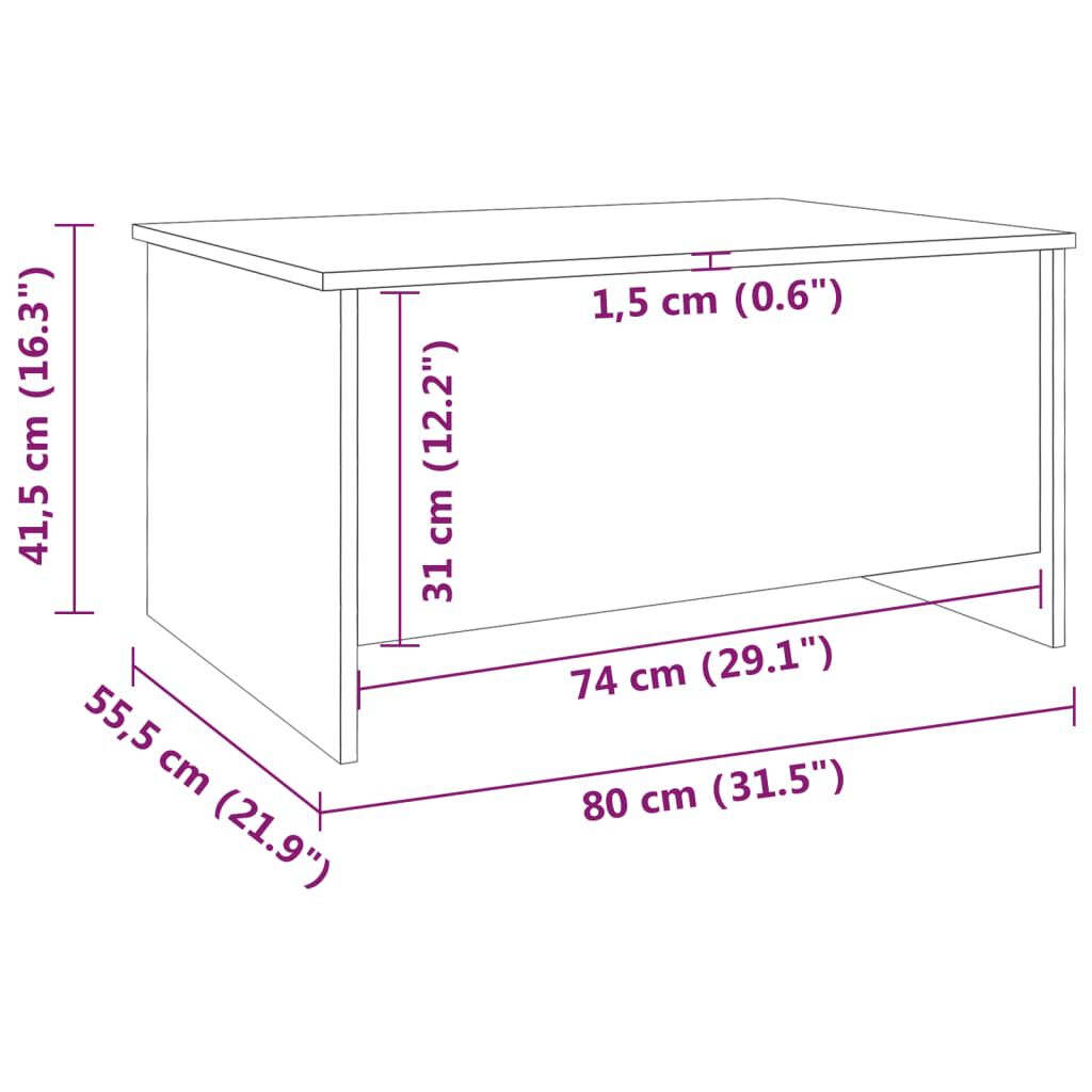 vidaXL Τραπεζάκι Σαλονιού Γκρι Σκυρ. 80x55,5x41,5 εκ. Επεξεργ. Ξύλο