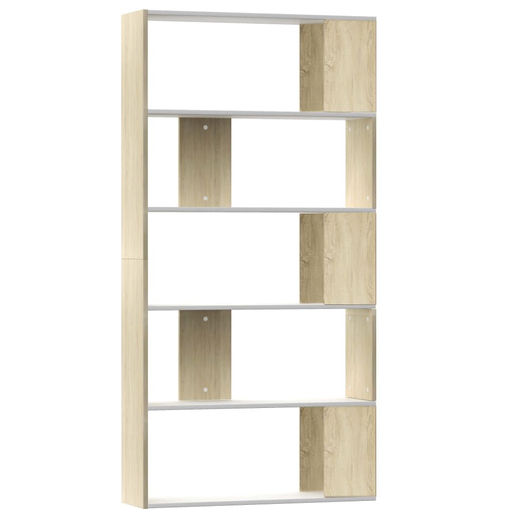 vidaXL Βιβλιοθήκη/Διαχωρισ. Λευκό/Sonoma Δρυς 80 x 24 x 159 εκ.