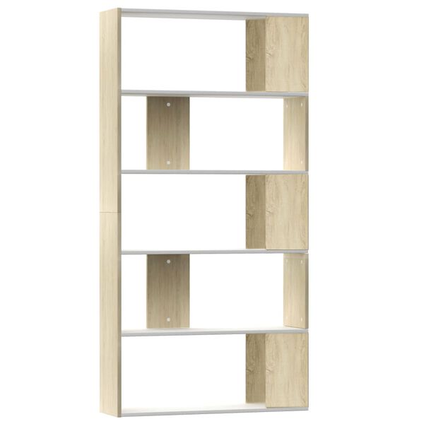 vidaXL Βιβλιοθήκη/Διαχωρισ. Λευκό/Sonoma Δρυς 80 x 24 x 159 εκ.