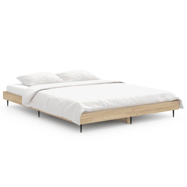 vidaXL Πλαίσιο Κρεβατιού Sonoma Δρυς 135x190 εκ. Επεξεργασμένο Ξύλο