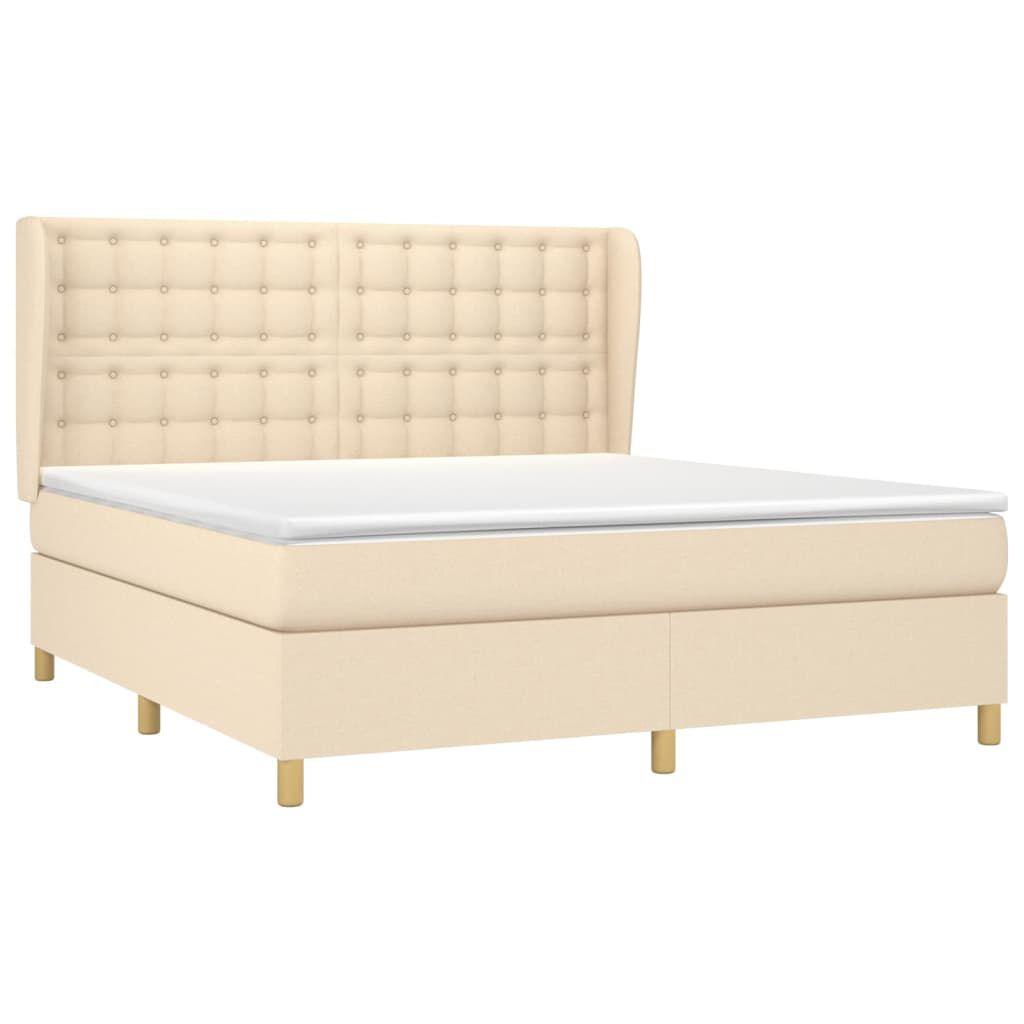 vidaXL Κρεβάτι Boxspring με Στρώμα Κρεμ 160x200 εκ. Υφασμάτινο