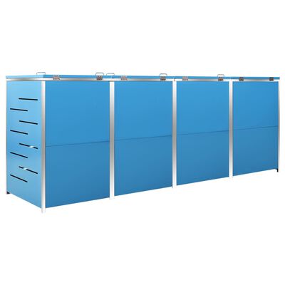 vidaXL Πλαίσιο Κάδων Απορρ. Τετραπλό Ρόδες 276,5x77,5x115,5εκ Αν. Ατσ.