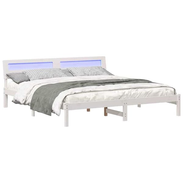 vidaXL Σκελετός Κρεβατιού Λευκό 180 x 200 cm Μασίφ ξύλο πεύκου