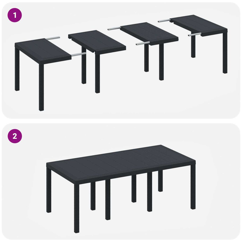 vidaXL Σετ Τραπεζαρίας Κήπου 7 pcs Ανοιχτό γκρι Large Πλαστικό