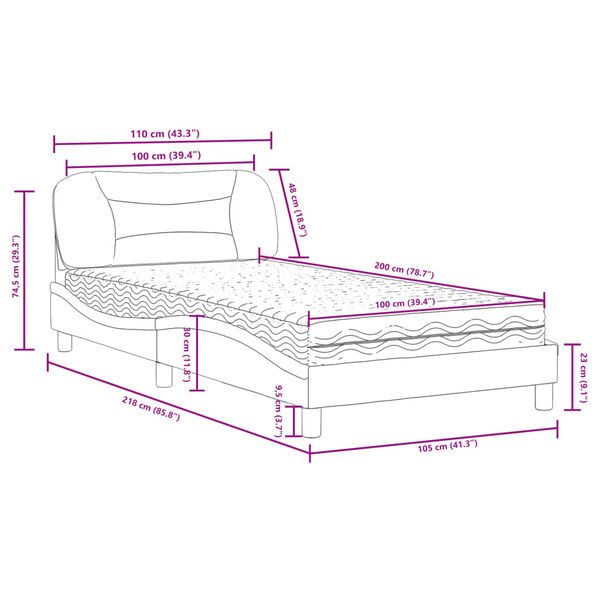 vidaXL Κρεβάτι με Στρώμα Taupe 100 x 200 εκ. Υφασμάτινο