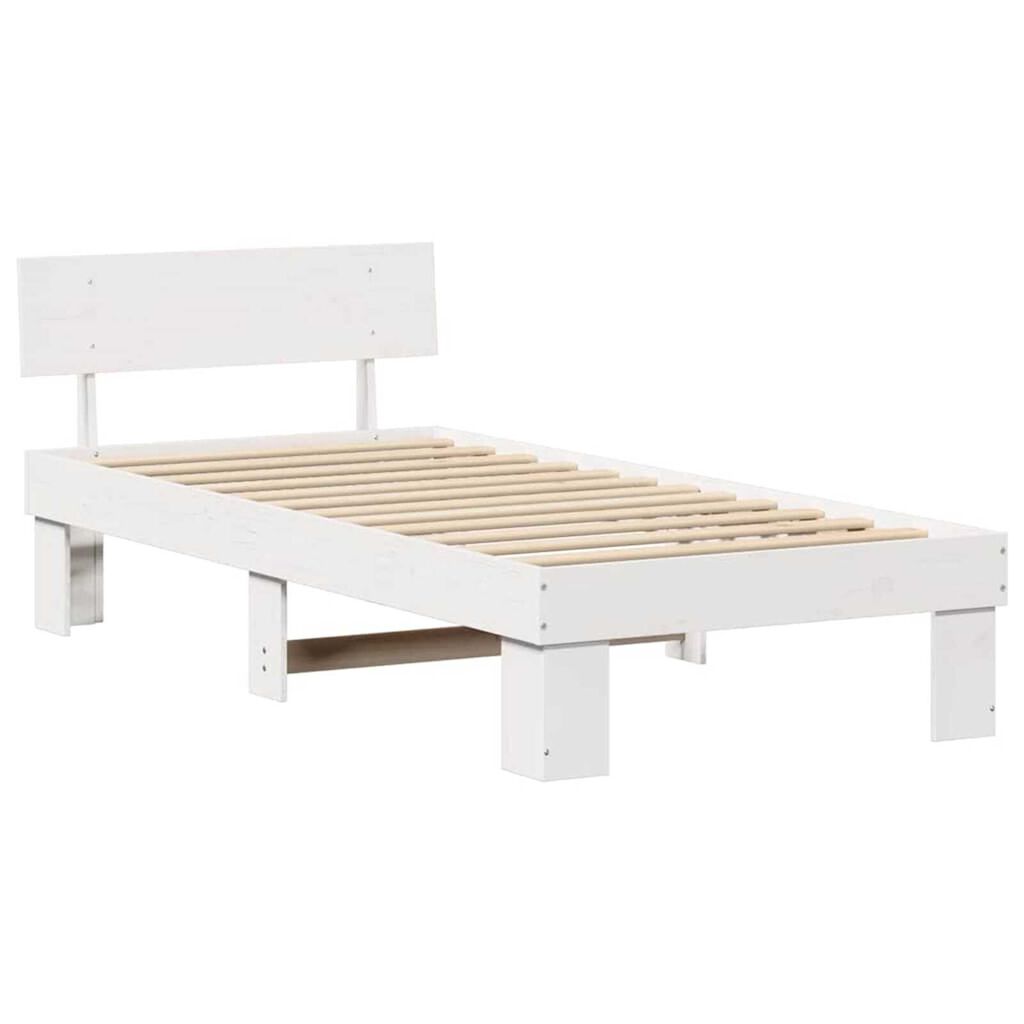 vidaXL Σκελετός Κρεβατιού Λευκό 90 x 190 cm Μασίφ ξύλο πεύκου