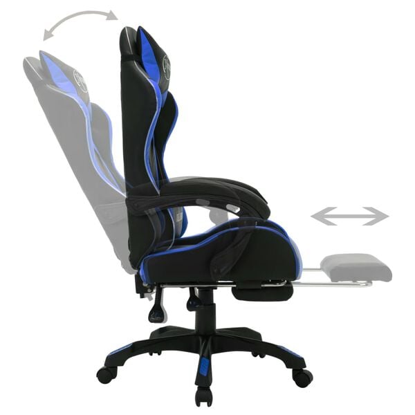 vidaXL Καρέκλα Racing με Φωτισμό RGB LED Μπλε/Μαύρο Συνθετικό Δέρμα