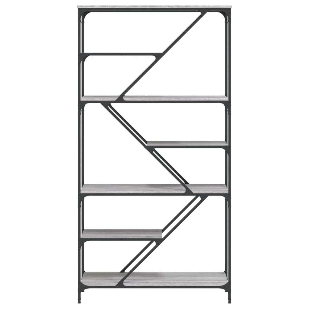 vidaXL Βιβλιοθήκη Γκρι Sonoma 91 x 36 x 176 εκ. Επεξεργ. Ξύλο / Ατσάλι
