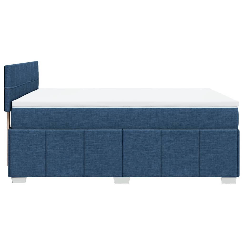 vidaXL Κρεβάτι Boxspring με Στρώμα Μπλε 160x200 εκ. Υφασμάτινο