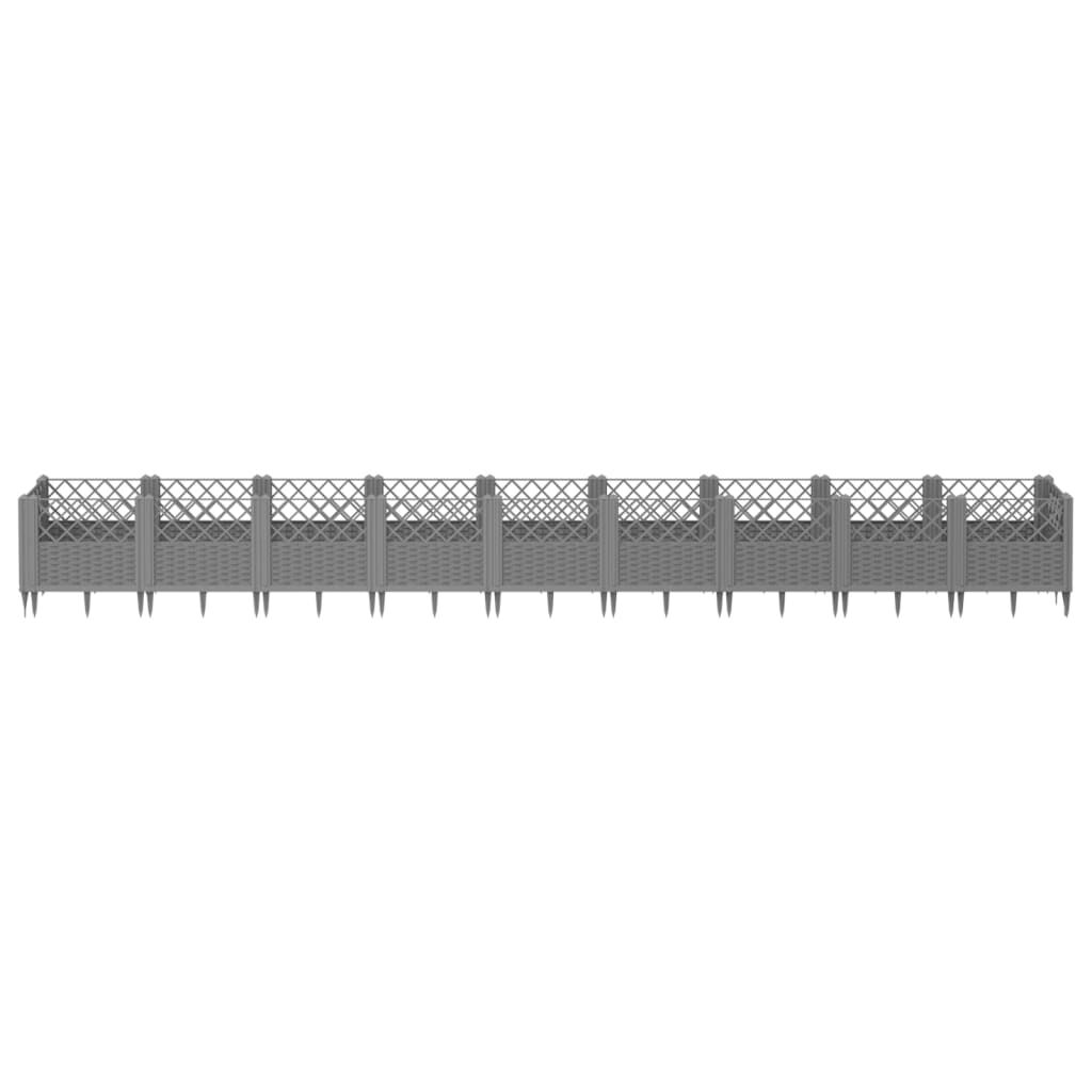 vidaXL Ζαρντινιέρα με Πασσάλους Γκρι 363,5x43,5x43,5εκ. Πολυπροπυλένιο