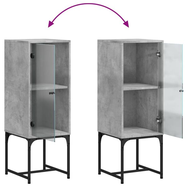vidaXL Βοηθητικό Ντουλάπι Γκρι Σκυροδ. 35x37x100 εκ. Γυάλινες Πόρτες