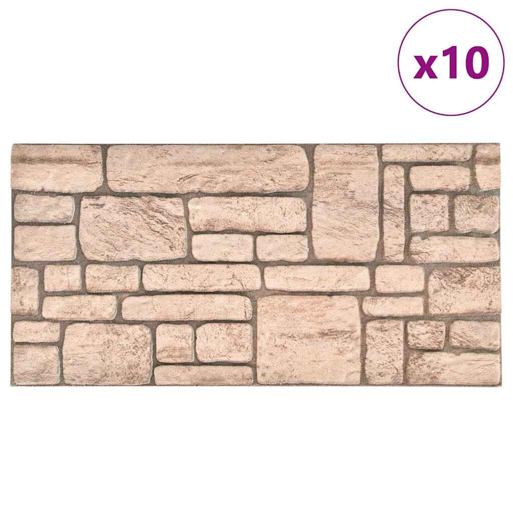 vidaXL Πάνελ Τοίχου 3D 10 τεμ. Σχέδιο Τούβλα Μπεζ EPS