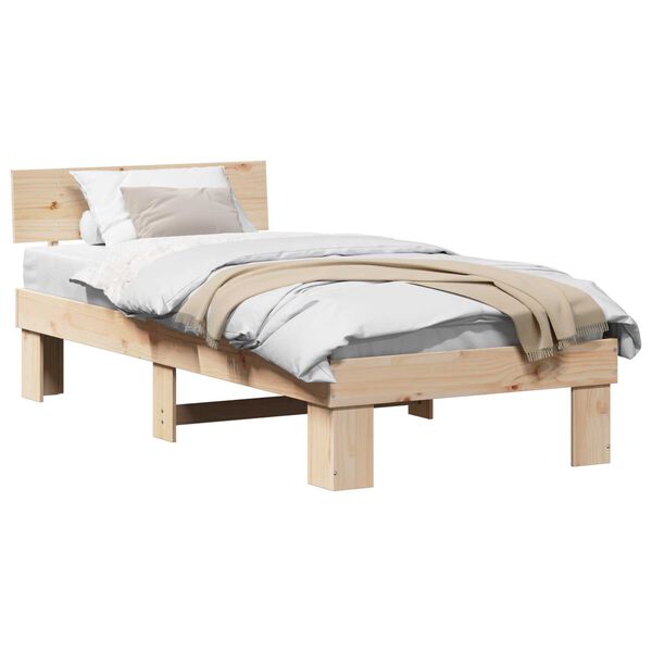 vidaXL Σκελετός Κρεβατιού Καφέ 75 x 190 cm Συμπαγές ξύλο πεύκου