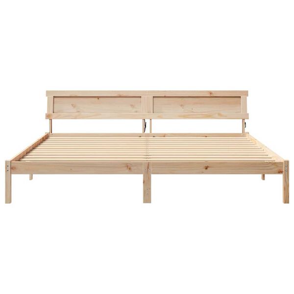 vidaXL Σκελετός Κρεβατιού Καφέ 200 x 200 cm Μασίφ ξύλο πεύκου