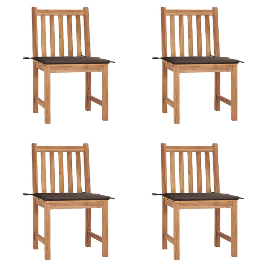 vidaXL Καρέκλες Κήπου 4 Τεμαχίων από Μασίφ Ξύλο Teak με Μαξιλάρια