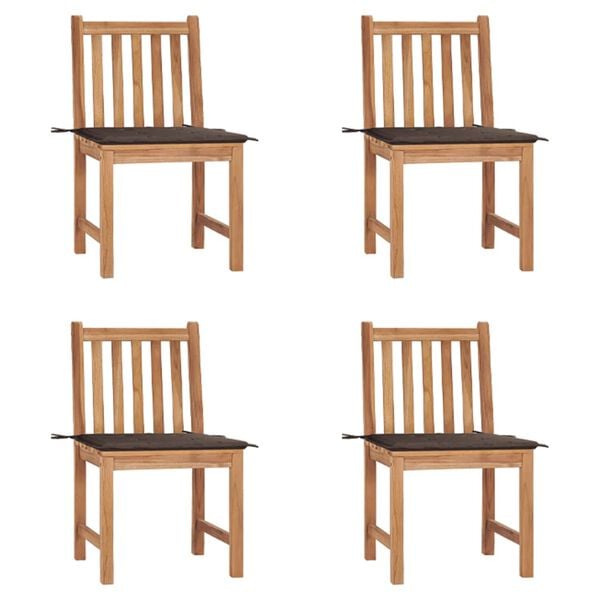 vidaXL Καρέκλες Κήπου 4 Τεμαχίων από Μασίφ Ξύλο Teak με Μαξιλάρια