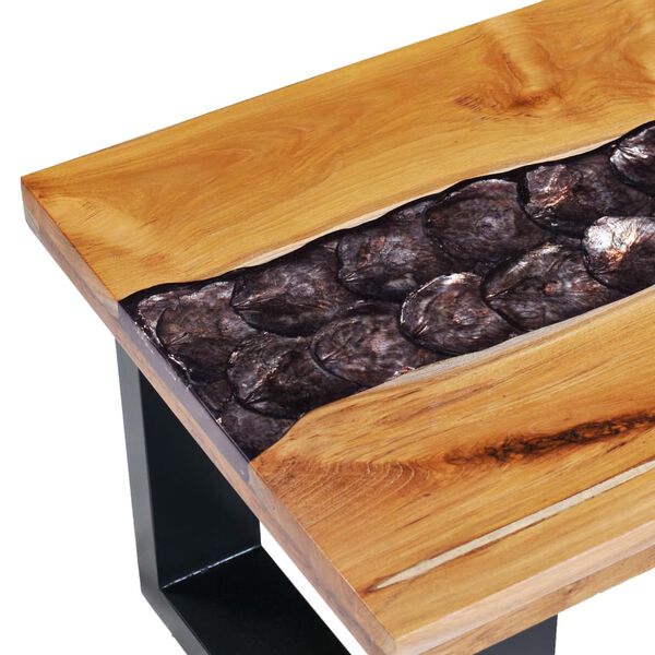 vidaXL Τραπεζάκι Σαλονιού 100x50x40 εκ. Μασίφ Ξύλο Teak / Συνθ. Ρητίνη