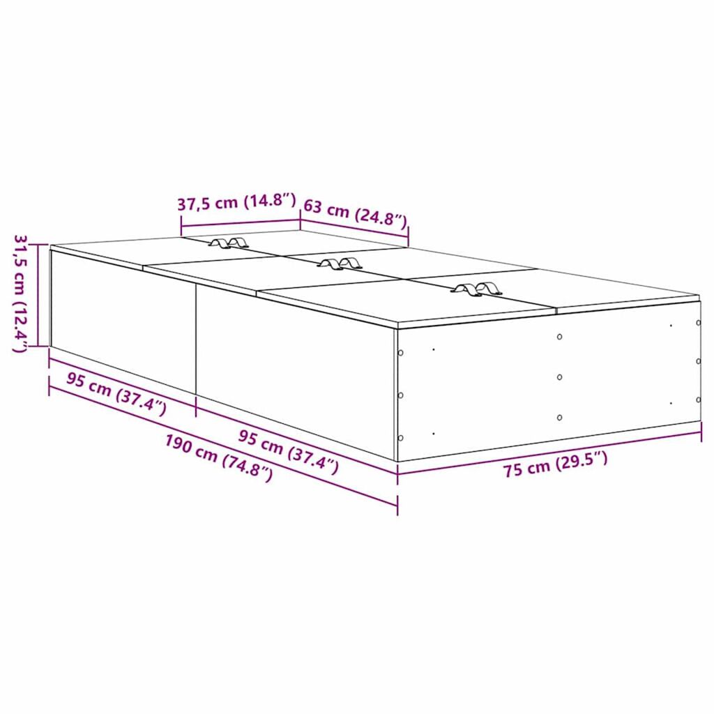 vidaXL Σκελετός Κρεβατιού Γκρι σκυροδέματος 190 x 75 x 31.5 εκ.