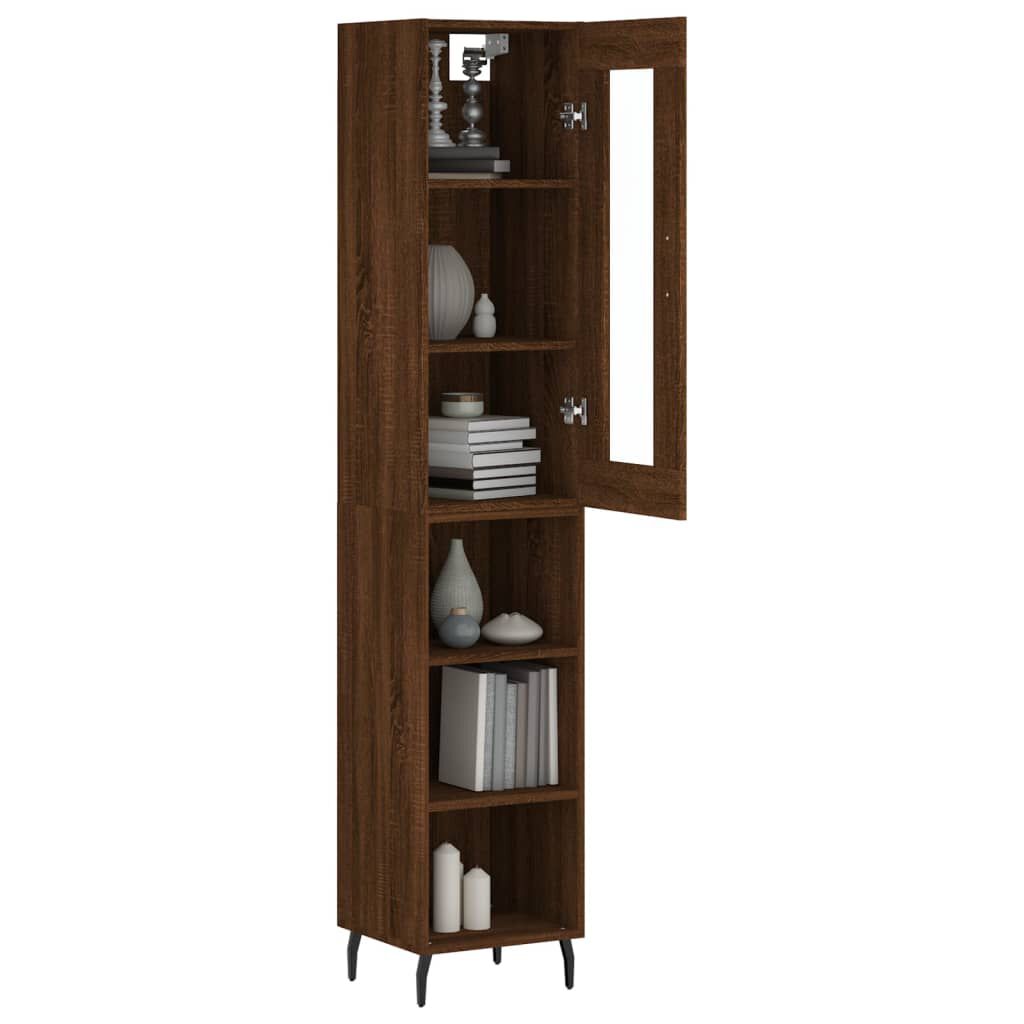 vidaXL Ντουλάπι Καφέ Δρυς 34,5 x 34 x 180 εκ. από Επεξεργασμένο Ξύλο