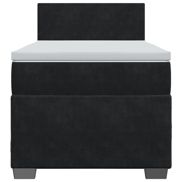vidaXL Κρεβάτι Boxspring με Στρώμα Μαύρο 90x190 εκ. Βελούδινο