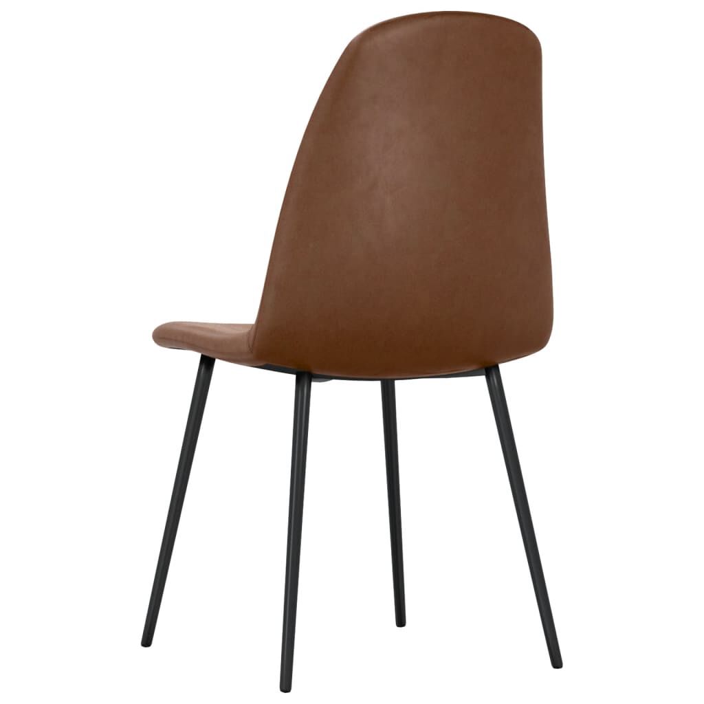vidaXL Καρέκλες Τραπεζαρίας 4 τεμ. Γυαλ. Καφέ 43,5x53,5x84εκ Συν.Δέρμα