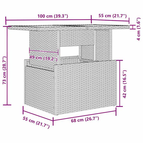 vidaXL &Sigma;&epsilon;&tau; &Kappa;&alpha;&nu;&alpha;&pi;έ &Kappa;ή&pi;&omicron;&upsilon; &mu;&epsilon; &mu;&alpha;&xi;&iota;&lambda;ά&rho;&iota; 7 pcs &Mu;&pi;&epsilon;&zeta; &Pi;&omicron;&lambda;&upsilon; &rho;ά&tau;&alpha;&nu;