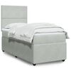 vidaXL Κρεβάτι Boxspring με Στρώμα Ανοιχτό Γκρι 90x190 εκ. Βελούδινο