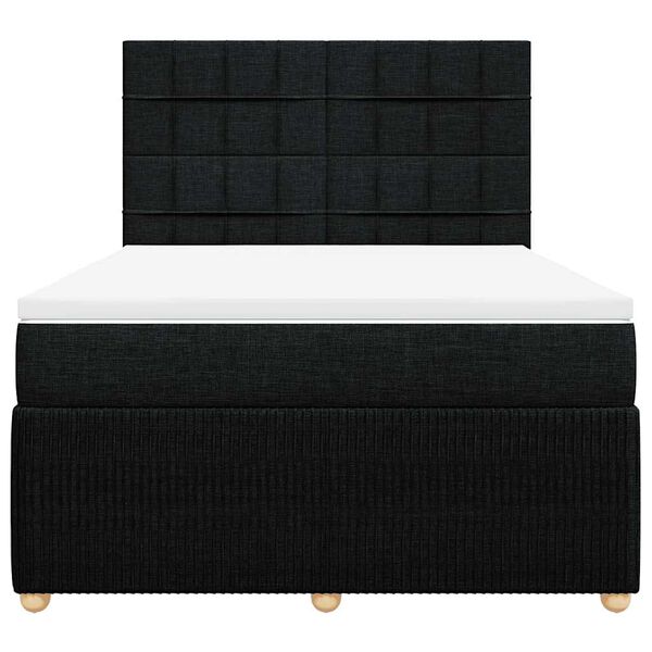 vidaXL Κρεβάτι Boxspring με Στρώμα Μαύρο 160x200 εκ. Υφασμάτινο
