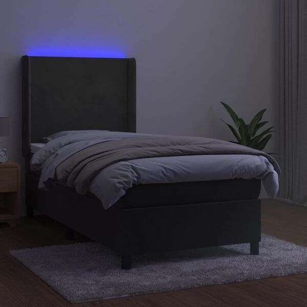 vidaXL &Kappa;&rho;&epsilon;&beta;ά&tau;&iota; Boxspring &mu;&epsilon; &Sigma;&tau;&rho;ώ&mu;&alpha; & LED &Sigma;&kappa;. &Gamma;&kappa;&rho;&iota; 100x200&epsilon;&kappa;. &Beta;&epsilon;&lambda;&omicron;ύ&delta;&iota;&nu;&omicron;